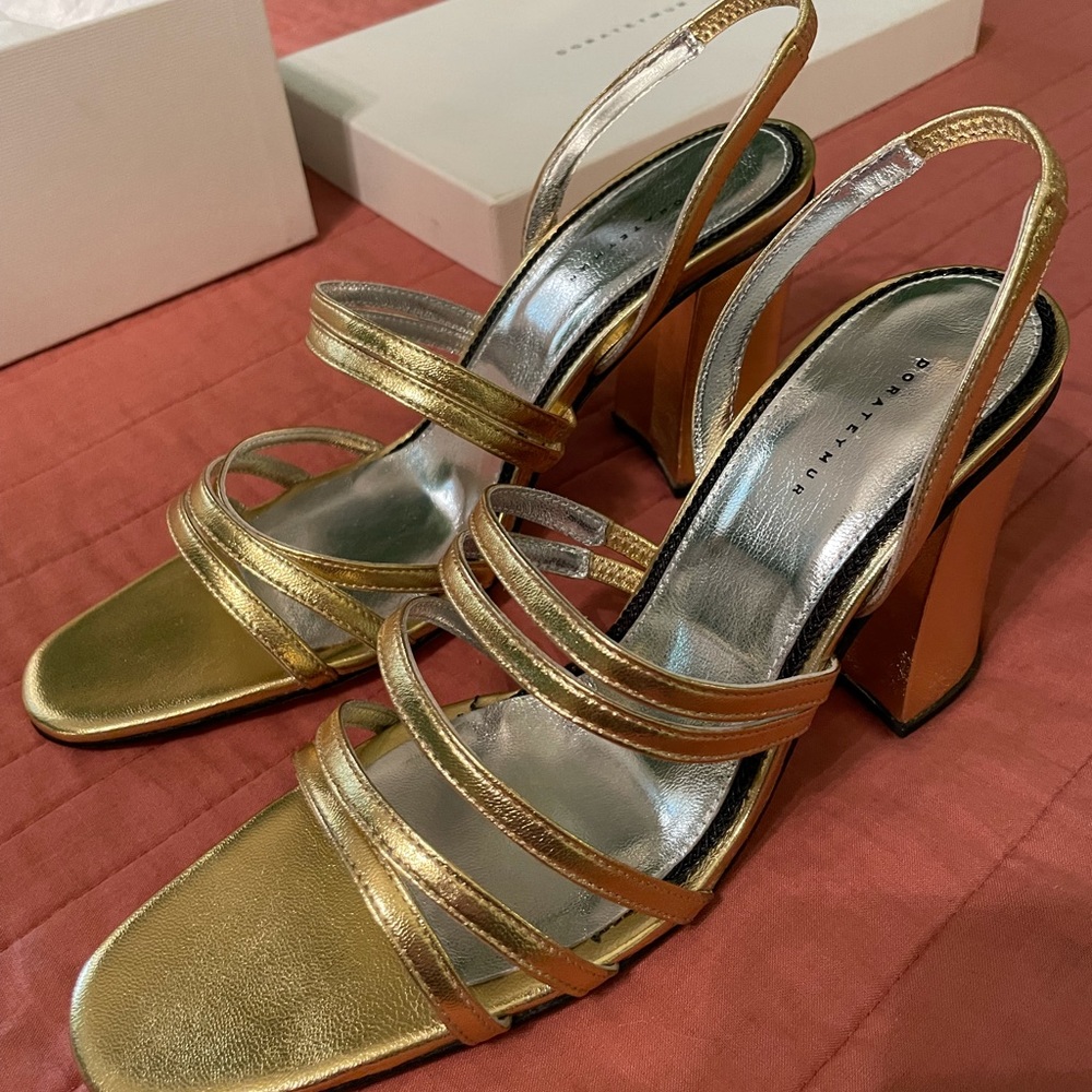 Strappy gold heels